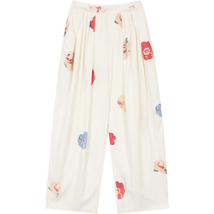 VILZSTUDIOS Hand Drawn Flower Pleated Wide Pants