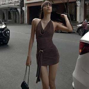 VILZSTUDIOS Sleek Sexy V-Neck Halter Dress