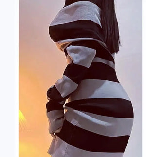 VILZSTUDIOS Flattering Striped Bodycon Mini Dress Spring
