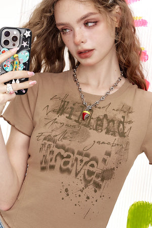 VILZSTUDIOS Retro Irregular Sliced Crop Top