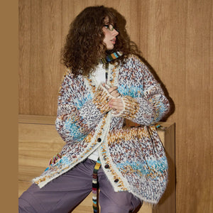 VILZSTUDIOS Multicolor Batwing Sleeve Chunky Cardigan