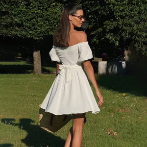 VILZSTUDIOS Elegant One Shoulder Puff Sleeve Dress