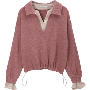 VILZSTUDIOS French Style Stand Collar Long Sleeve Top