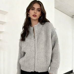 VILZSTUDIOS Chic Oversized Zipped-Up Cardigan