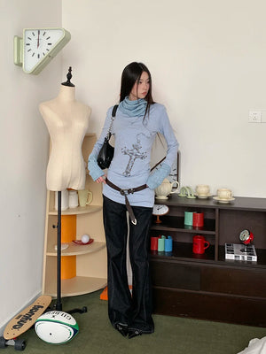 VILZSTUDIOS Rivet Designer Light Blue Knit Top