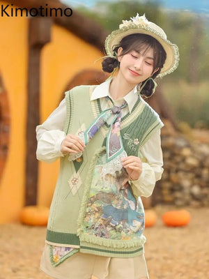 VILZSTUDIOS Sweet Patchwork Knitted Cardigan