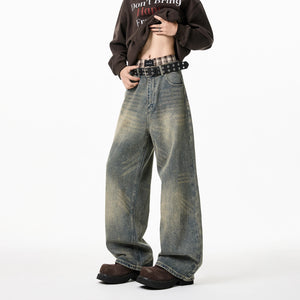 VILZSTUDIOS Vintage Distressed Wide Leg Denim Jeans
