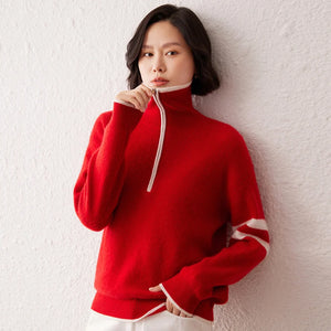 VILZSTUDIOS Cozy Zipped Turtleneck Cashmere Sweater