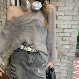 VILZSTUDIOS Fluffy Off Shoulder Knitted Top