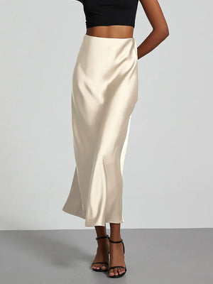 VILZSTUDIOS Elegant Satin High Waist Long Skirt