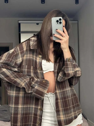 VILZSTUDIOS Casual Plaid Loose Shirt