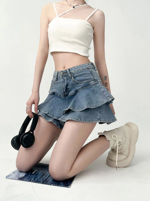 VILZSTUDIOS Spice Girls High Waist Mini Denim Skirt