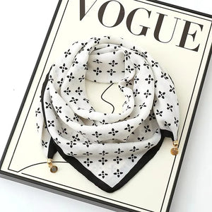 VILZSTUDIOS Luxury Magnetic Buckle Silk Scarf Women Soft Satin Neckerchief Female Autumn Winter Warmth Cold Resistance Fashion Square Scarve