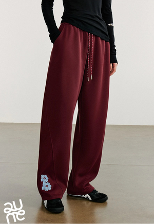 VILZSTUDIOS Green Velvet Embroidered Drawstring Sweatpants