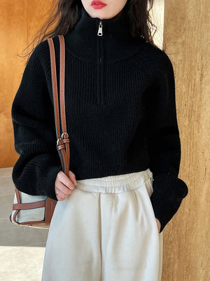 VILZSTUDIOS Turtleneck Semi-Zipper Knitwear Sweater