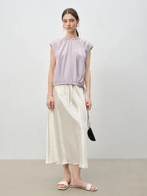 VILZSTUDIOS Luxury French Inspired Sleeveless Satin Blouse