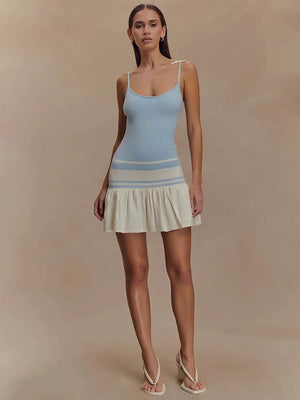 VILZSTUDIOS Elegant Summer Patchwork Sexy Mini Dress
