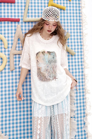VILZSTUDIOS Chic Lace Loose T-Shirt