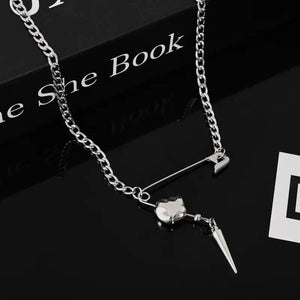 VILZSTUDIOS Cool Punk Safety Pin Rivet Pendant Necklace