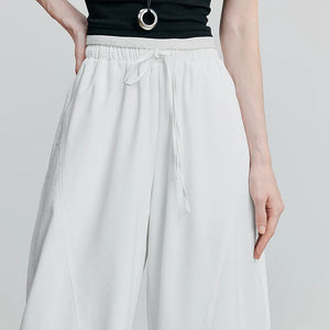 VILZSTUDIOS Elastic Waist Curved Split Casual Pants