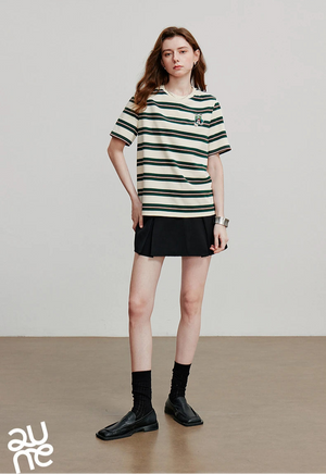 VILZSTUDIOS Striped Summer Cotton Women T-Shirt