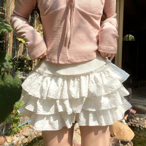 VILZSTUDIOS Ruffle Patchwork Layered Lolita Ballet Shorts
