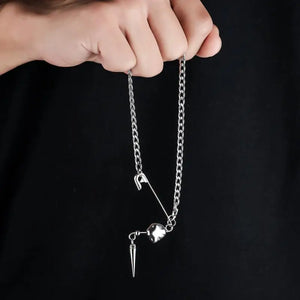 VILZSTUDIOS Cool Punk Safety Pin Rivet Pendant Necklace