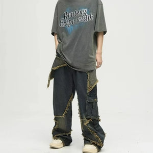 VILZSTUDIOS Retro Design Five Cornered Star Cargo Jeans
