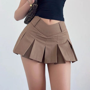 VILZSTUDIOS Sexy Pleated A-Line Mini Skirt