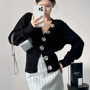 VILZSTUDIOS Floral Knitted Wool Cardigan