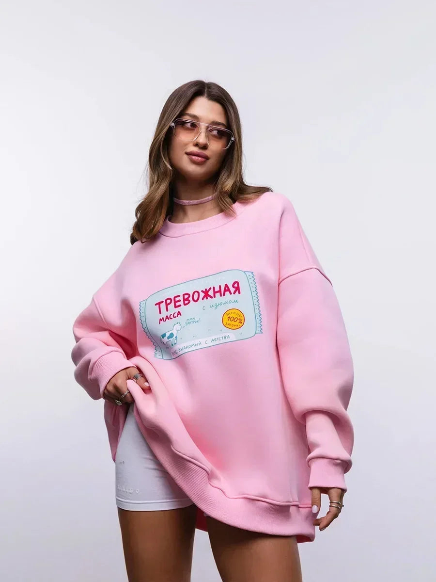 VILZSTUDIOS Casual Loose Fit Round Neck Sweater
