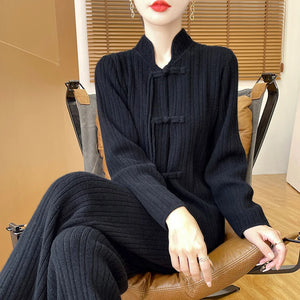 VILZSTUDIOS Elegant Retro Wool Two-Piece Set Pants