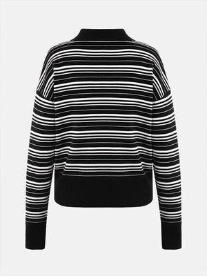 VILZSTUDIOS Retro Striped Knitted Polo Top