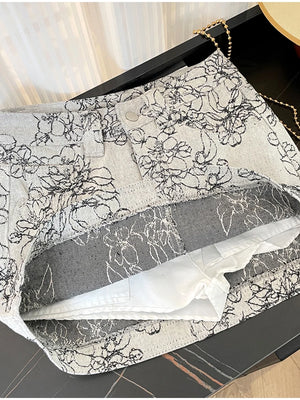 VILZSTUDIOS Chinese Jacquard Embroidered High Waist Skirt