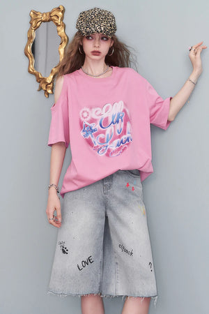 VILZSTUDIOS Sweet Cool Love Print Oversize T-Shirt