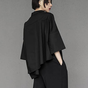 VILZSTUDIOS Chic Gothic Chiffon Black Shirt