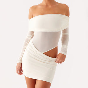 VILZSTUDIOS Sexy Ruched Off-Shoulder Bodycon Dress Women