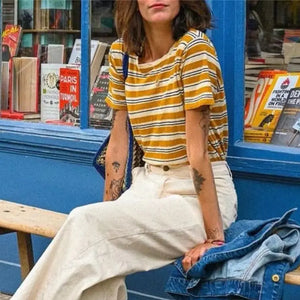 VILZSTUDIOS Elegant Multicolor Striped T-Shirt