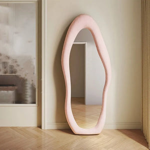 VILZSTUDIOS Full-length mirror Floor-to-ceiling Bedroom full-length mirror Special-shaped irregular cream ins wind fitting mirror