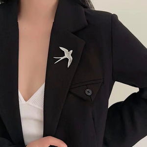 VILZSTUDIOS Geometric Stainless Steel Swallow Brooch