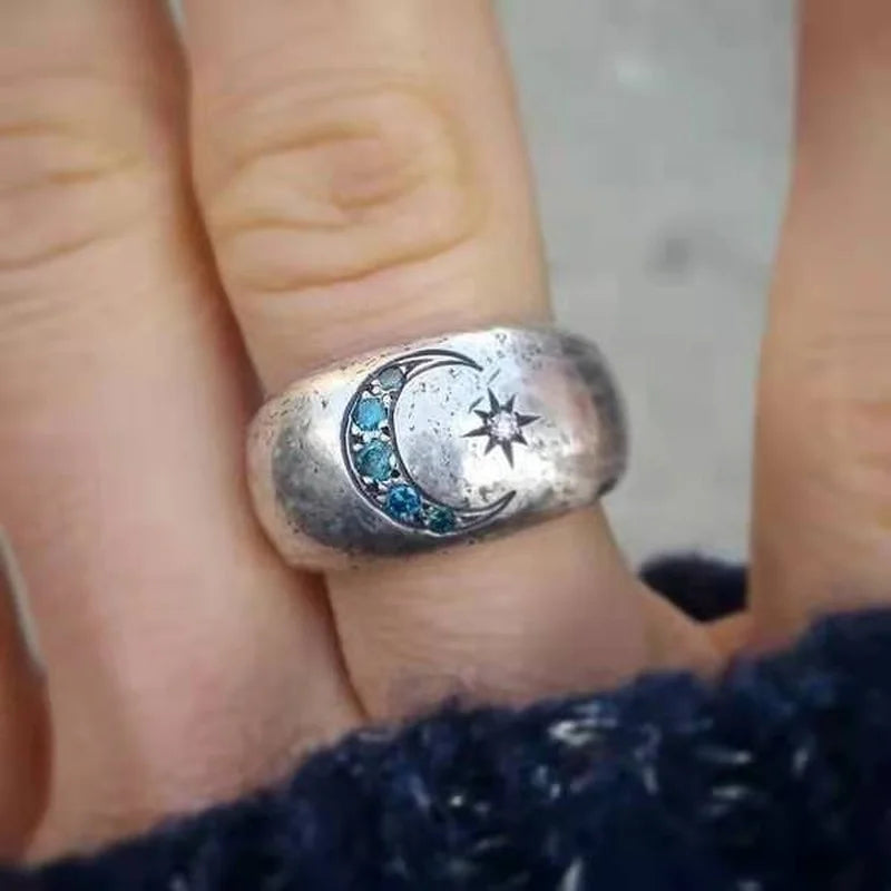 VILZSTUDIOS Vintage Silver Moon Sun Ring