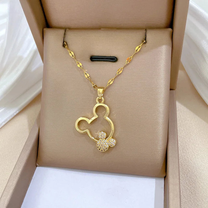 VILZSTUDIOS Disney Hollow Mickey Mouse Zircon Pendant Necklace