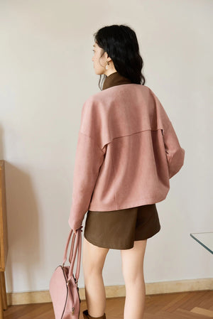 VILZSTUDIOS French Style Contrast Color Suede Jacket