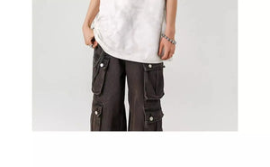 VILZSTUDIOS Retro Tie-Dyed Loose Striped T-Shirt