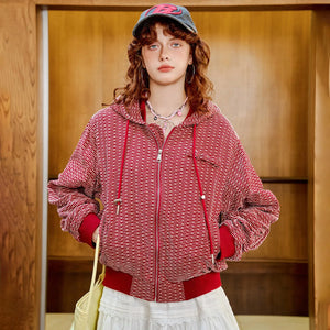 VILZSTUDIOS Edgy Casual Patterned Hooded Jacket