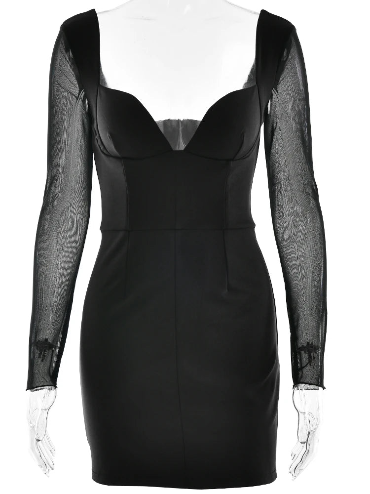 VILZSTUDIOS Sultry Plunge Mesh Mini Dress Femme