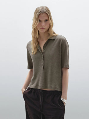 VILZSTUDIOS Knitted Polo Cropped T-Shirt