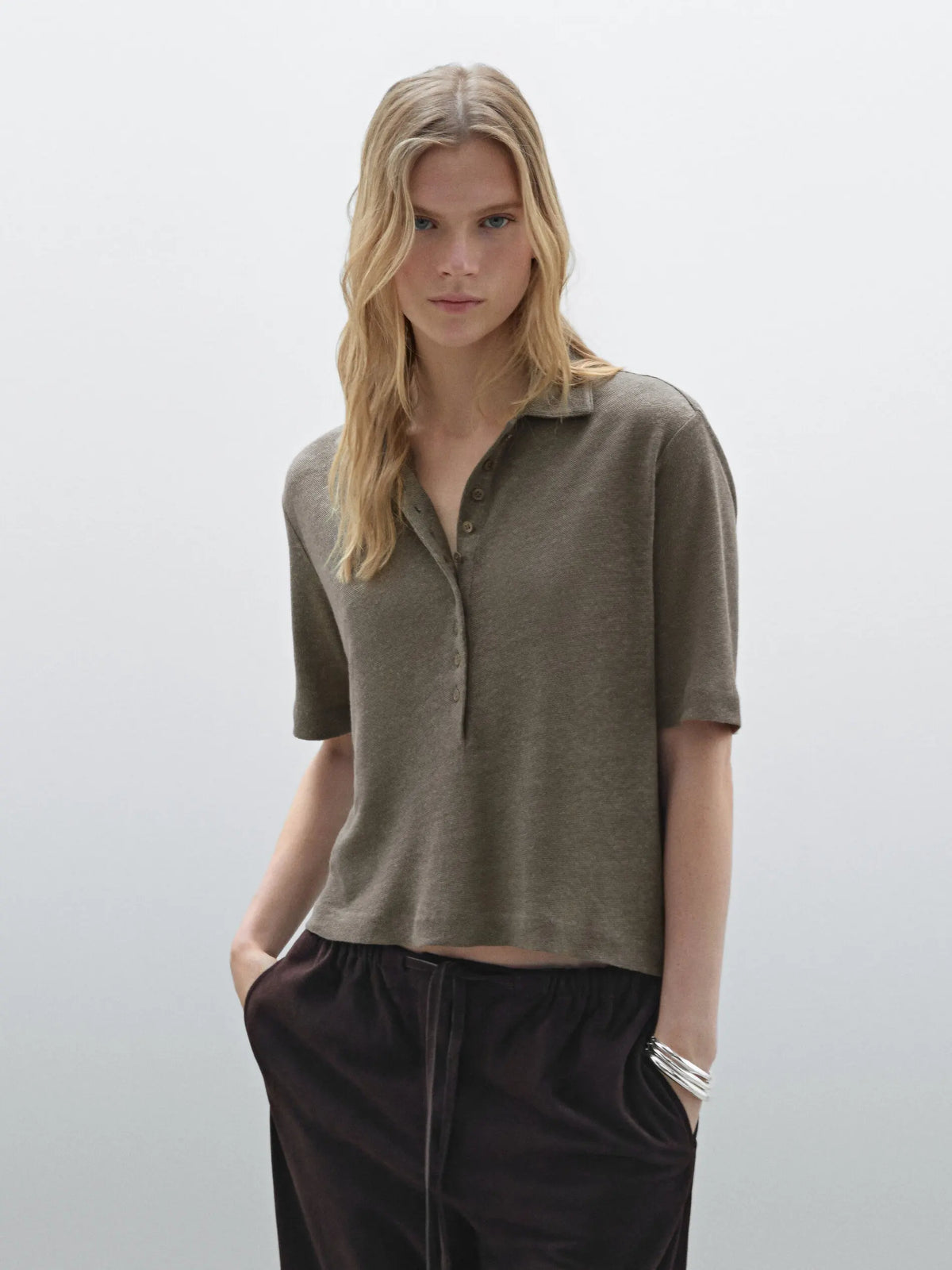 VILZSTUDIOS Knitted Polo Cropped T-Shirt