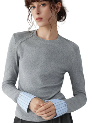 VILZSTUDIOS Stylish Flare Sleeve Buttoned Shoulder Top