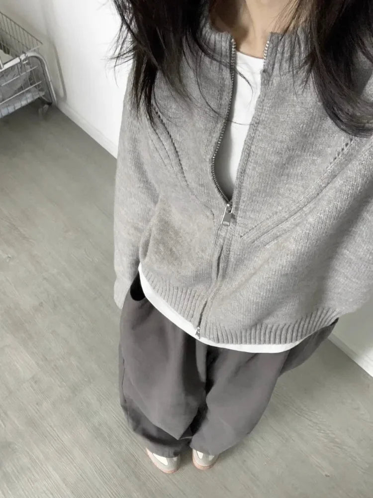 VILZSTUDIOS Soft Japanese Vintage Zipper Sweater